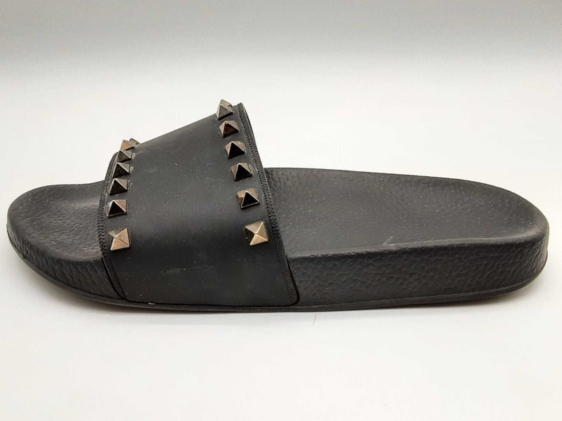 Valentino Garavani Rockstud Black Rubber Slides Size Eu 39 Do1124lxzde