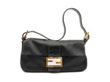 Fendi Crystal Logo Baguette Bag In Black Satin Fw0225rzxdu