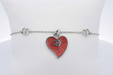 Gucci Interlocking G Red Enamel Heart Bracelet 925 3.5 Grams 8 Inch Eb0626crdu