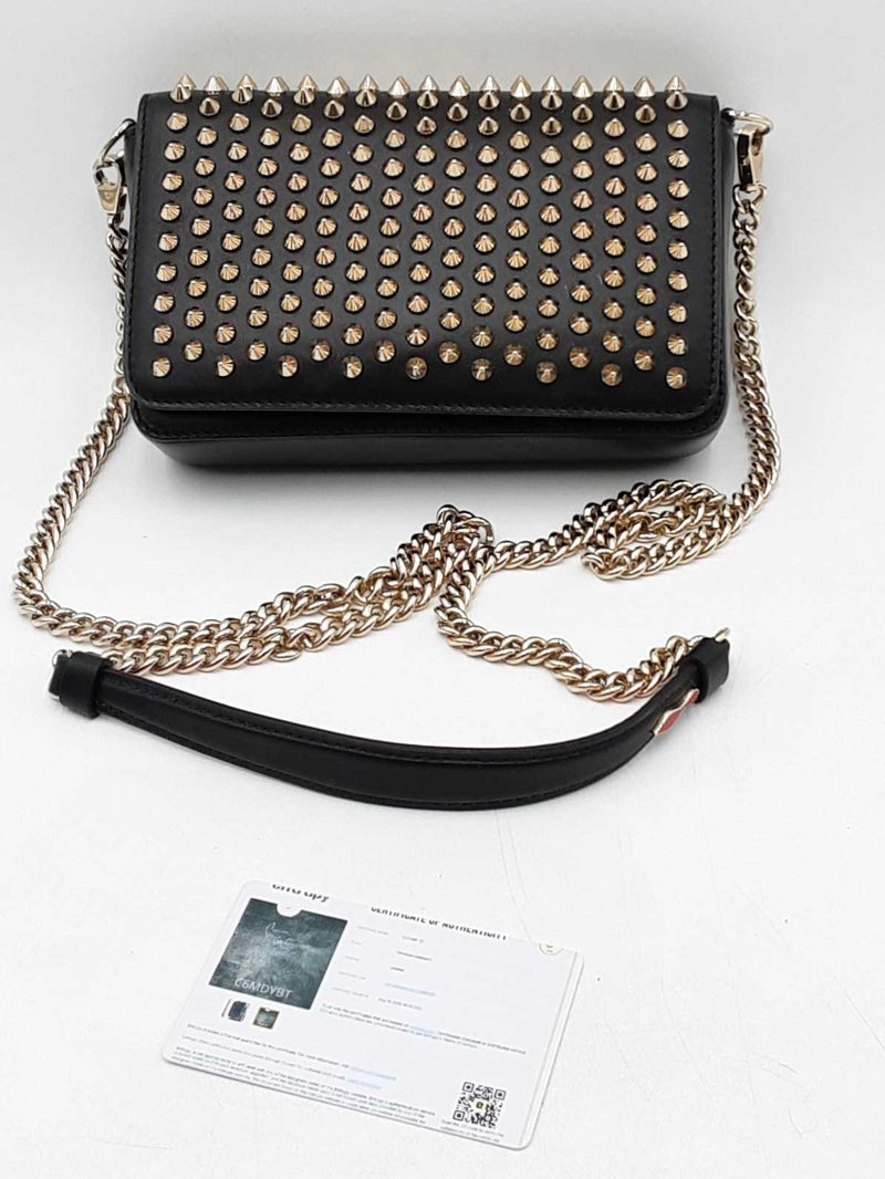 Christian Louboutin Black Leather Spiked Zoompouch Crossbody Eb1125wordu