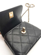 Chanel Quilted Caviar Leather Nano Coco Top Handle Clutch With Chain Eb1125lexzde