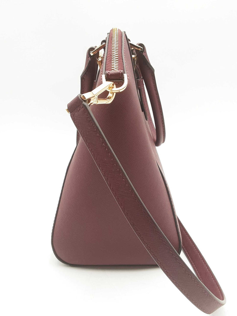 Michael Kors Ciara Large Saffiano Leather Burgundy Satchel Sd0425wzsa