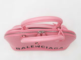 Balenciaga Small Logo Ville Top Handle Bag In Pink Grained Leather Fw0925rzxdu