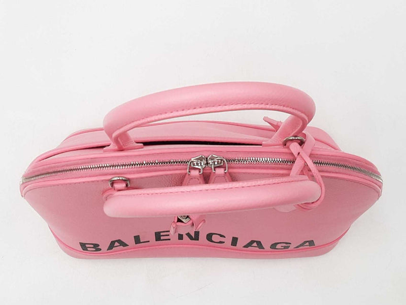 Balenciaga Small Logo Ville Top Handle Bag In Pink Grained Leather Fw0925rzxdu