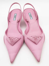 Prada Pink Gabardine Slingback Pointed Toe Kitten Heels Size 40 Eb0825rxde