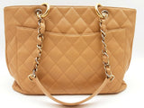 Chanel Caramel Beige Quilted Caviar Leather Shopping Tote Bag Do0725loxzde