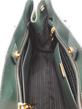 Prada 2 Tone Green Saffiano Leather Tote Bag Eb0726ixzsa
