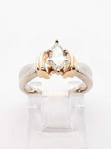 0.50 Ctw Marquise-cut Diamond & Two-tone 14k Gold Solitaire Ring 4.5 Grams Size 3.25 Fw