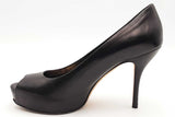Gucci Black Leather Peep Toe Platform Heels Size 36.5 Eb0526crsa