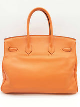 Hermes Birkin 35 Orange Swift Palladium Hardware Handbag Do0725irxzde