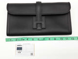 Hermes Jige Elan 29cm Black Box Calf Leather Clutch Do0526ixzde