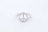 14k White Gold Diamond Peace Sign Ring 3 Grams Size 6.75 Eb0526wxzde