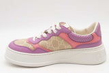 Gucci Monogram Canvas Pink & Purple Leather Platform Sneakers 38.5 Eb0126lrxsa