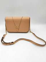 Versace Virtus Beige Leather Shoulder Bag Eb0924orxdu