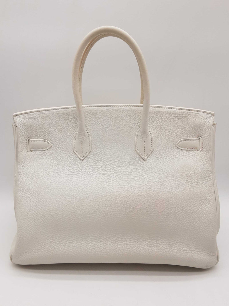 Hermes Birkin 35 White Clemence Orange Lizard Palladium Handbag Do1024exzxde