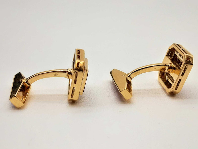 0.45 Cttw Diamonds 18k Yellow Gold Rubies 10.7g Cuff Links Do0125ixzde