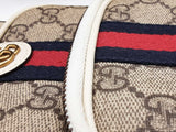 Gucci Ophidia Double Zip Messenger Bag In Gg Supreme Coated Canvas & Mystic White Leather Fw0726wrxdu
