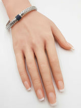 John Hardy Icon Chain Bracelet In Sterling Silver  & Blue Sapphire 47 Grams 8.5 Inch Fw0626wzxdu