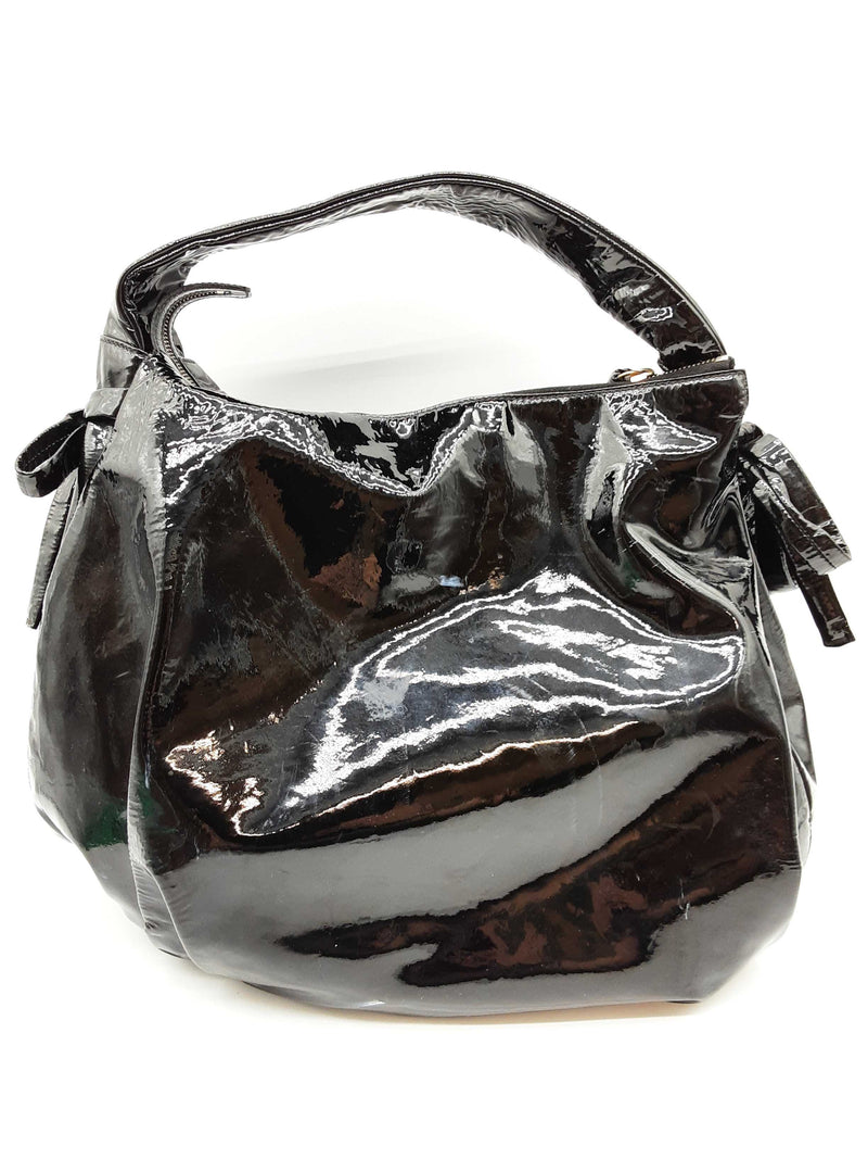 Gucci 211844 Hysteria Black Patent Leather Hobo Bag Do1224oxzde