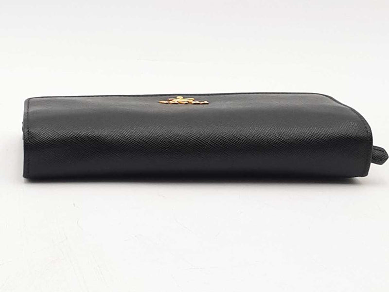 Prada Saffiano Leather Wallet Black Aa1125orzsa