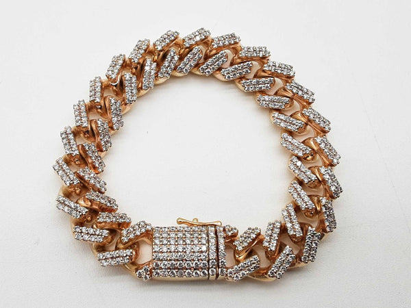 7.40 Cttw Diamonds 10k Rose Gold 97.2g Cuban Chain Bracelet 7 In Do0725wcrxde