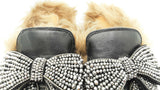 Gucci Princetown Crystal Bow Mules In Leather & Shearling Size 9 Fw0926lzxdu