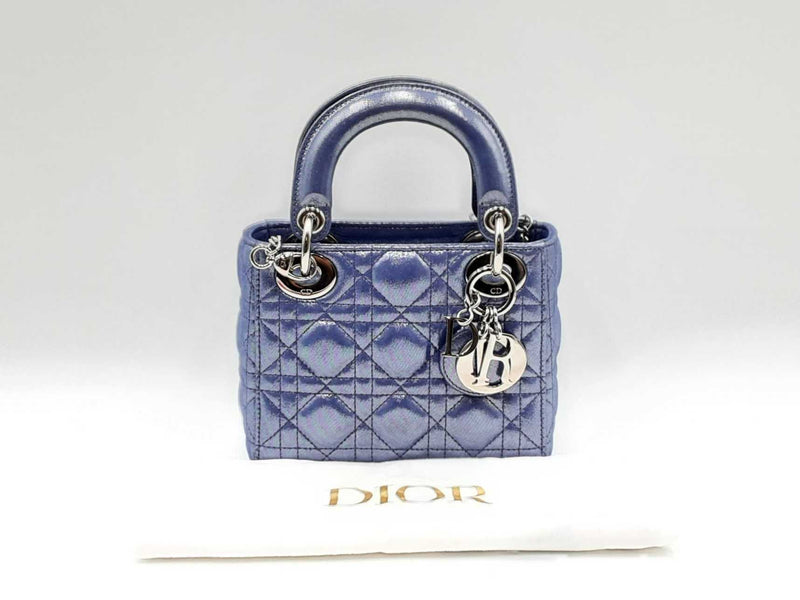 Christian Dior Mini Lady Dior Metallic Purple Handbag Fw0225erxdu