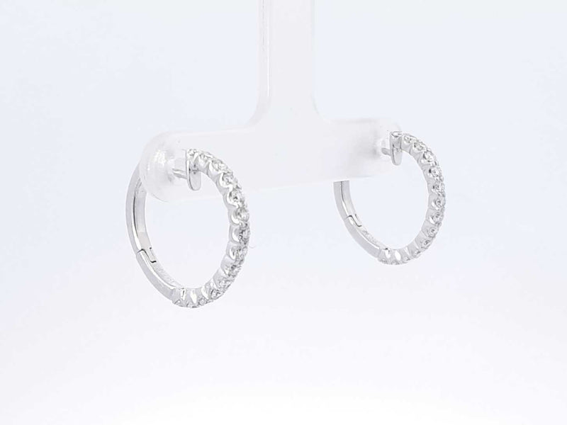 0.56 Cttw Diamond & 18k White Gold Latch-back Hoop Earrings 4.4 Gram Fw0925wzxdu