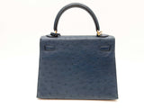 Hermes Kelly 25 Bleu Roi Blue Ostrich Gold Hardware Shoulder Bag Do0723oerxzde