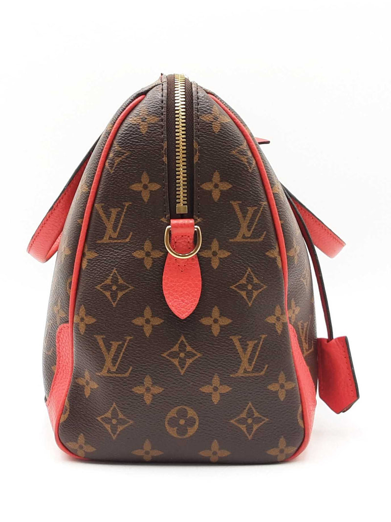 Louis Vuitton Retiro Handbag In Monogram Coated Canvas & Red Leather Fw0625wzxdu