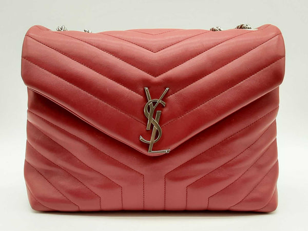 Yves Saint Laurent Loulou Matelasse Chevron Red Leather Shoulder Bag Do0324exzde