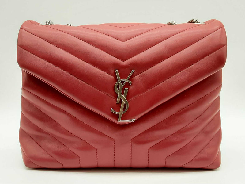 Yves Saint Laurent Loulou Matelasse Chevron Red Leather Shoulder Bag Do0324srzde