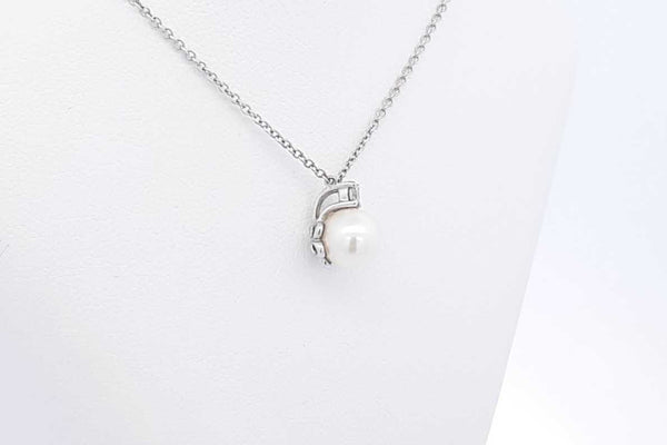 Tiffany & Co. 18k White Gold Chain With Pearl Pendant 16 Inch, 2.58g Eb0324oorsa