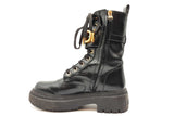 Fendi Fendigraphy Black Leather Biker Boots Size 36.5 Eb0226lxzde