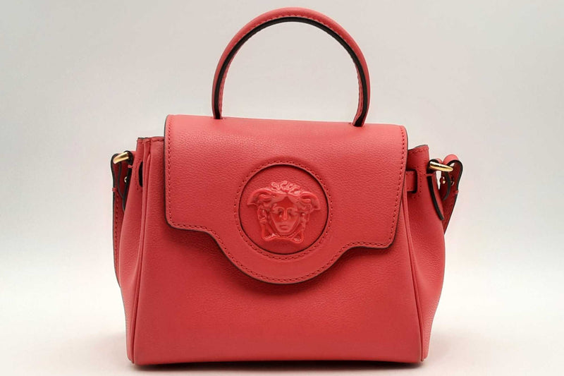 Versace La Medusa Red Leather Top Handle Bag Eb0125rxzsa