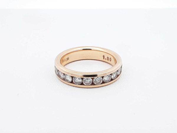 1.0 Ctw Channel-set Diamond & 14k Yellow Gold Ring 5.5 Grams Size 7 Fw0925orzdu