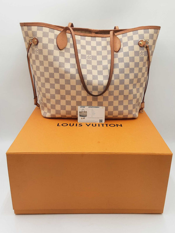 Louis Vuitton Neverfull Tote Bag In Damier Azur Coated Canvas Fw0125rxzdu