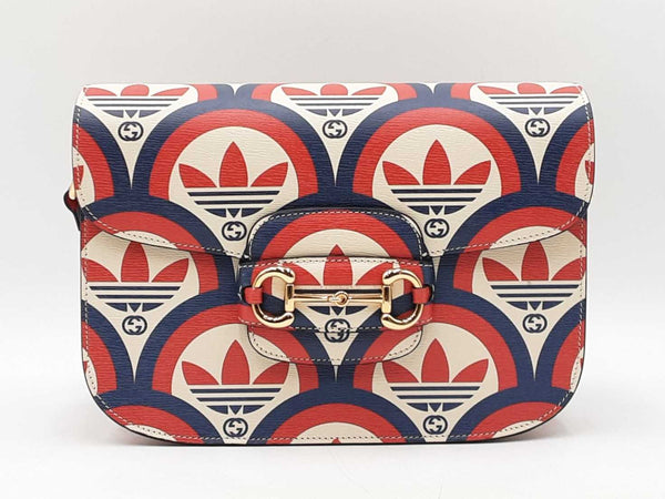 Gucci X Adidas Horsebit 1955 Handbag In Shanghai Trefoil Leather Fw01025izxdu