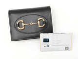 Gucci Horsebit 1955 Card Case Wallet In Black Calfskin Leather Fw1225lpzdu