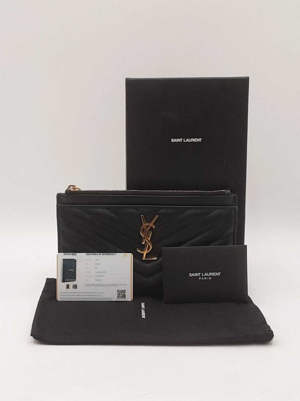 Yves Saint Laurent Chevron-quilted Pebbled Leather Bill Holder Fw0725wzxdu