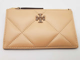 Tory Burch Kira Beige Diamond Quilted Pave Logo Zip Card Case Do0525wrde