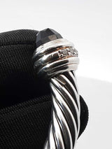 David Yurman Cable Classic 7mm Cuff Bracelet In Onyx, Diamonds, & Sterling Silver 42.6 Grams 7 Inch Fw0726orzdu
