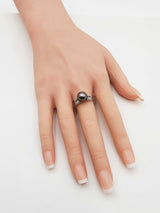 Diamond & Tahitian Pearl Cocktail Ring In 18k Gold 5.7g Size 5.75 Fw0426prxdu