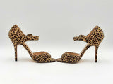 Manolo Blahnik Peep Toe Pumps In Leopard Print Suede Size Eu 35 Us 5 Fw0725rxdu