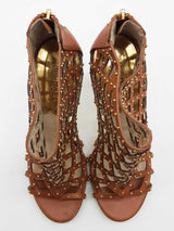 Michael Kors Yvonne Gold Brown Leather Caged Heels Size Us 8m Womens Do0525oxde