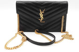 Yves Saint Laurent Quilted Chevron Leather Envelope Chain Wallet Eb0726pxzdu