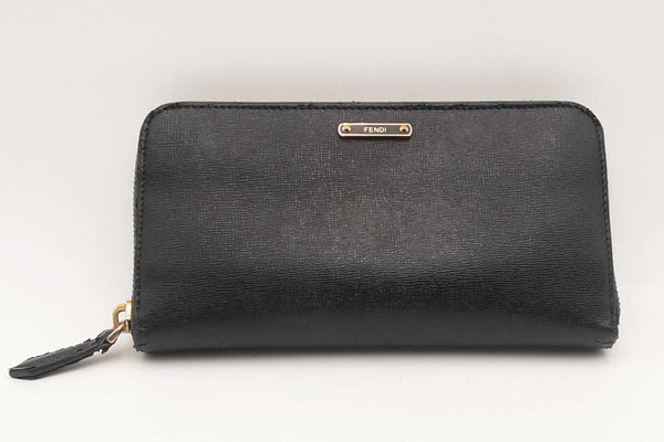 Fendi Zip Around Black Leather Wallet Sd0425rzsa