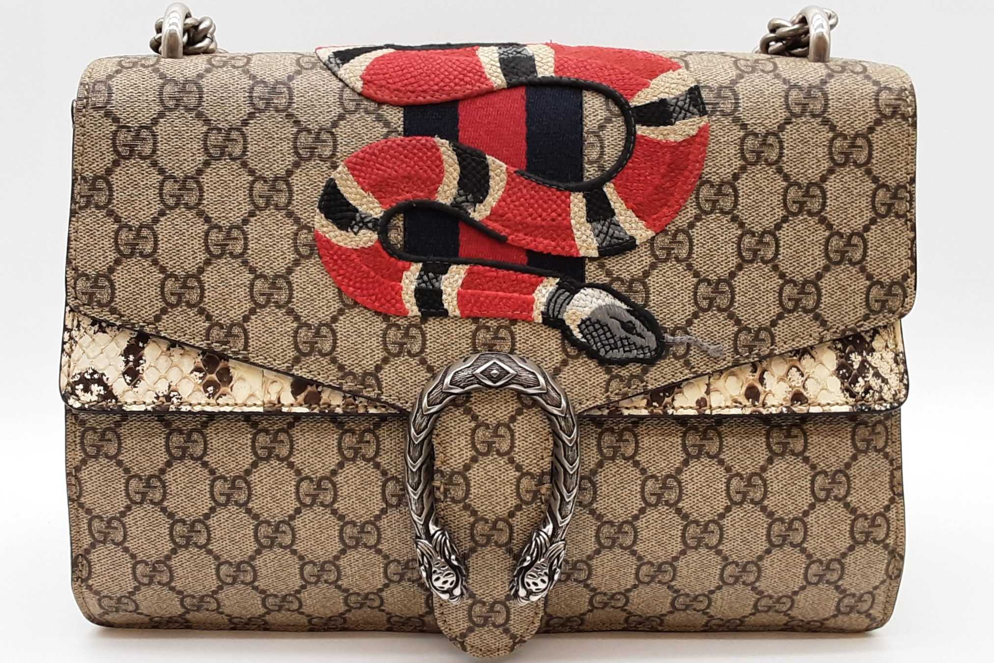 Gucci Dionysus Canvas Kingsnake Embroidery Python Shoulder Bag Eb0426l ...