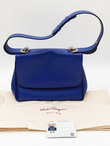 Salvatore Ferragamo Akousa Cobalt Leather Shoulder Bag Eb1125lxzdu
