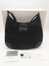 Christian Dior Black Oblique Canvas Hobo Shoulder Bag Do0425orxde